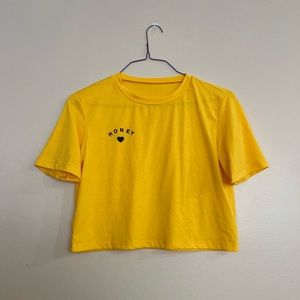 Women’s (S) yellow ‘honey’ cropped t-shirt